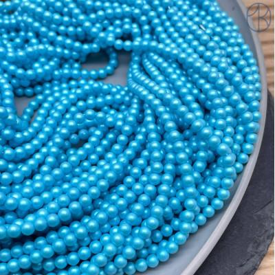 Жемчуг Майорка, цвет голубой перламутр 4 мм