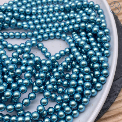 Жемчуг Майорка, цвет синий 6 мм