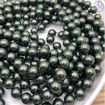 Жемчуг Майорка цвет темно-зеленый №2 10 мм