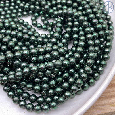 Жемчуг Майорка цвет темно-зеленый №2 6 мм