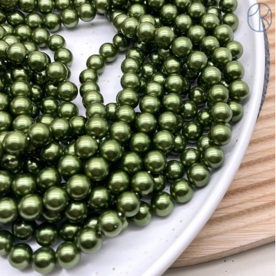 Жемчуг Майорка, цвет темно-зеленый 8 мм