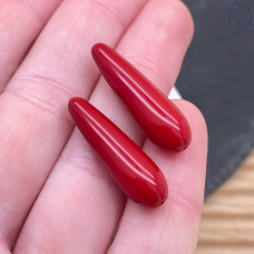 Жемчуг Майорка капля, цвет красный 28х8 мм (штучно)