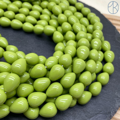 Жемчуг Майорка капля, цвет оливковый №1 12х10 мм