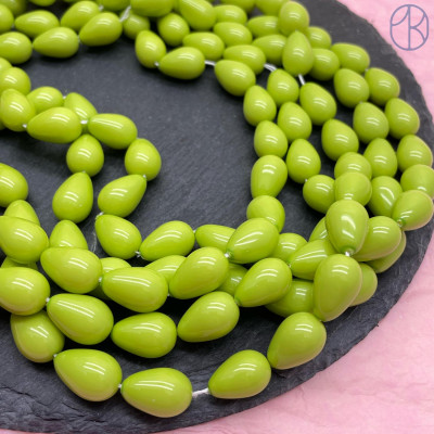 Жемчуг Майорка капля, цвет оливковый 12х10 мм