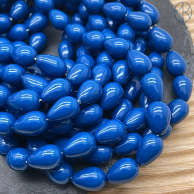 Жемчуг Майорка капля, цвет синий 12х10 мм