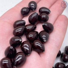 Жемчуг Майорка капля, цвет темно-бордовый 13х10 мм штучно