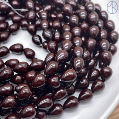 Жемчуг Майорка капля, цвет темно-бордовый 13х10 мм