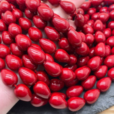 Жемчуг Майорка капля, цвет темно-красный 12х10 мм