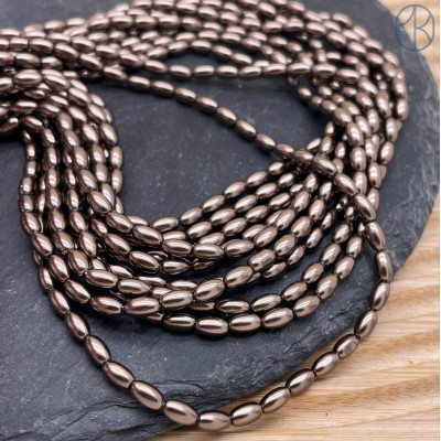 Жемчуг Майорка коричневая рис 5х3 мм