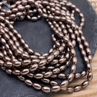 Жемчуг Майорка коричневая рис 6х4 мм