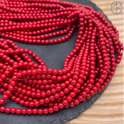 Жемчуг Майорка красная №2 4 мм