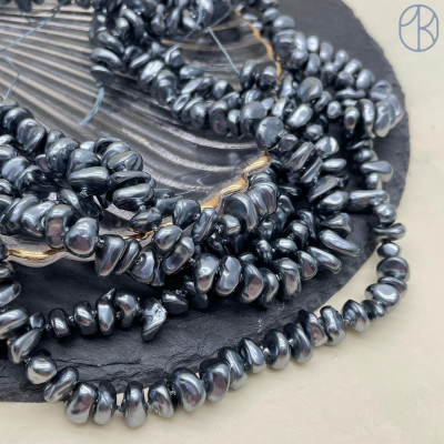 Жемчуг Майорка крошка темно-серая 7-9 мм