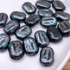 Жемчуг Майорка прямоугольник черная хамелеон 20х15 мм штучно