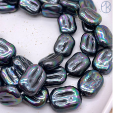 Жемчуг Майорка прямоугольник черная хамелеон 20х15 мм