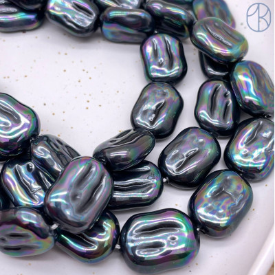 Жемчуг Майорка прямоугольник черная хамелеон 20х15 мм