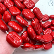 Жемчуг Майорка прямоугольник красная 20х15 мм