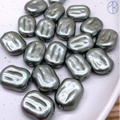 Жемчуг Майорка прямоугольник серая хамелеон 20х15 мм штучно