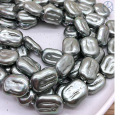 Жемчуг Майорка прямоугольник серая хамелеон 20х15 мм