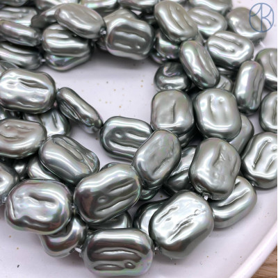 Жемчуг Майорка прямоугольник серая хамелеон 20х15 мм