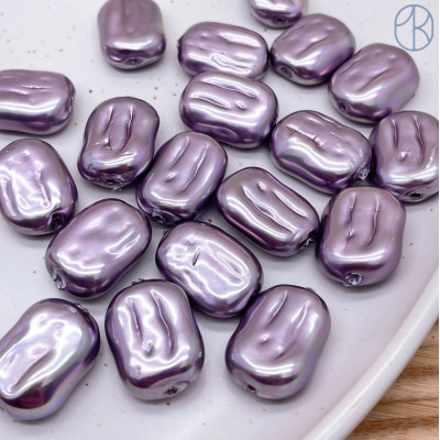 Жемчуг Майорка прямоугольник сиреневая 20х15 мм штучно