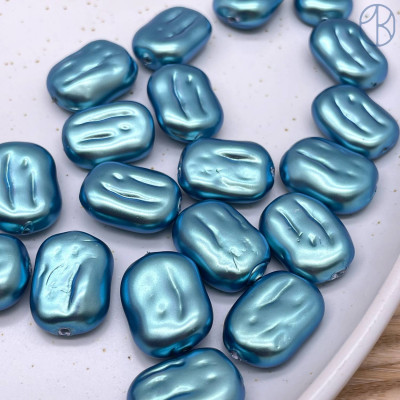 Жемчуг Майорка прямоугольник темно-голубая перламутровая 20х15 мм штучно