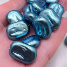 Жемчуг Майорка прямоугольник темно-голубая перламутровая 20х15 мм штучно