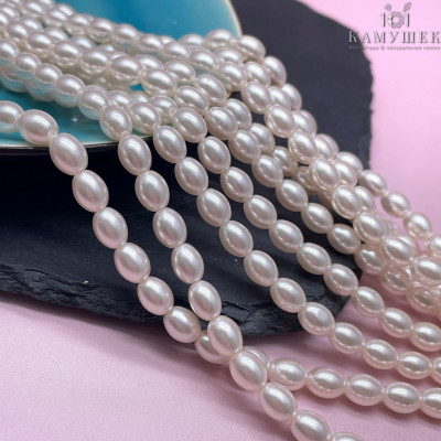 Жемчуг Майорка пудровая рис 6х8 мм