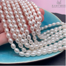 Жемчуг Майорка пудровая рис 6х8 мм