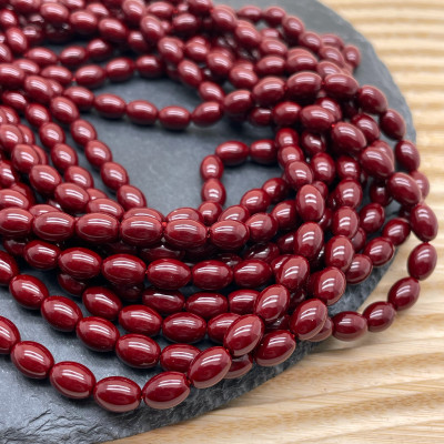 Жемчуг Майорка рис, цвет бордовый 8х6 мм