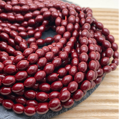 Жемчуг Майорка рис, цвет бордовый 9х7 мм