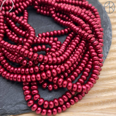 Жемчуг Майорка рондель, цвет бордовый 5х3 мм