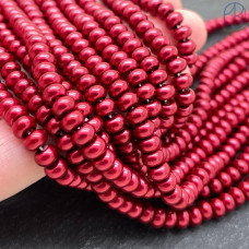 Жемчуг Майорка рондель, цвет бордовый 5х3 мм