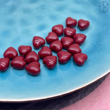  Жемчуг Майорка сердечки пухлые, цвет бордовый 12х12 мм (штучно)