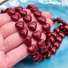 Жемчуг Майорка сердечки пухлые, цвет бордовый 12х12 мм