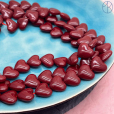 Жемчуг Майорка сердечки пухлые, цвет бордовый 13х15 мм