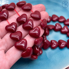 Жемчуг Майорка сердечки пухлые, цвет бордовый 13х15 мм