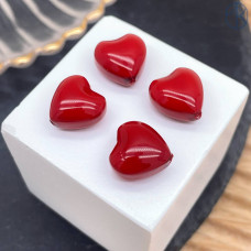 Жемчуг Майорка сердечки пухлые, цвет красный 12х12 мм (штучно)