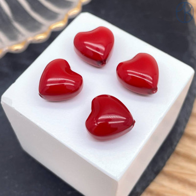 Жемчуг Майорка сердечки пухлые, цвет красный 12х12 мм (штучно)