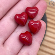 Жемчуг Майорка сердечки пухлые, цвет красный 12х12 мм (штучно)