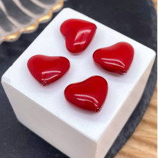 Жемчуг Майорка сердечки пухлые, цвет красный 13х15 мм (штучно)