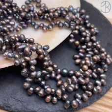 Жемчуг овал черный хамелеон 7-8 мм