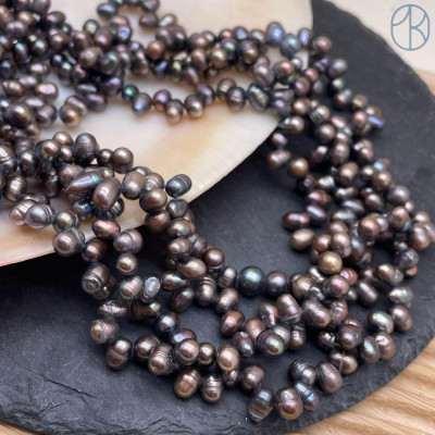 Жемчуг овал черный хамелеон 7-8 мм