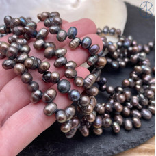 Жемчуг овал черный хамелеон 7-8 мм
