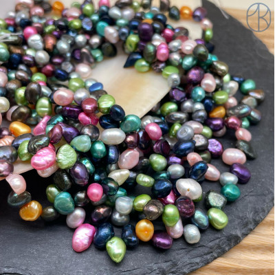 Жемчуг овал цветной микс 6-8 мм