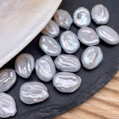 Жемчуг овал серый ~ 16-18 мм штучно