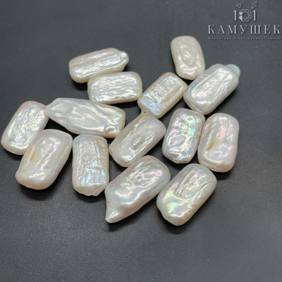 Жемчуг Прямоугольник белый штучно ~ (14-18)х(10-10,5) мм 