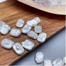 Жемчуг Прямоугольник белый штучно ~ (16-18)х(12-14)мм 