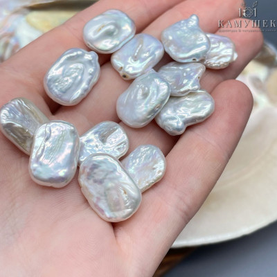 Жемчуг Прямоугольник белый штучно ~ (16-18)х(12-14)мм 